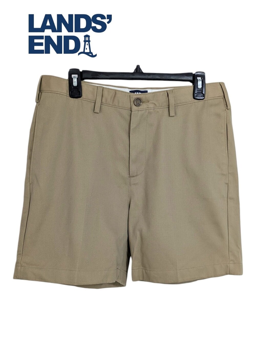 NEW Lands' End Traditional Fit 6" Chino Shorts - Size 31 Mens - Beige Tan NWOT